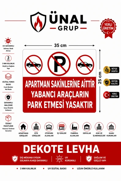 Park Etmek Yasaktır Uyarı Levhası 25x35 cm Kapı Duvar İkaz Tabelası PVC İş Yeri Depo ürün görseli 1