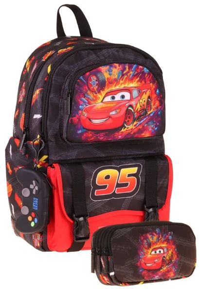 Kaukko Kids Rust Eze Kırmızı - Siyah Erkek Çocuk İlkokul Sırt Çantası ve Kalem Çantası Seti - SETKK-L5399C ürün görseli 1