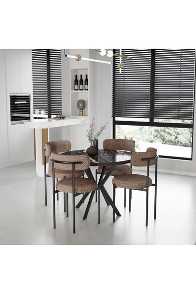 Yuvarlak Mutfak Salon Cafe Restoran Masa Sandalye Takımı 4+1 ürün görseli 1