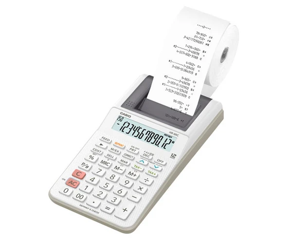 Casio HR-8RC-WE 12 Hane Beyaz Şeritli Hesap Makinesi ürün görseli 1