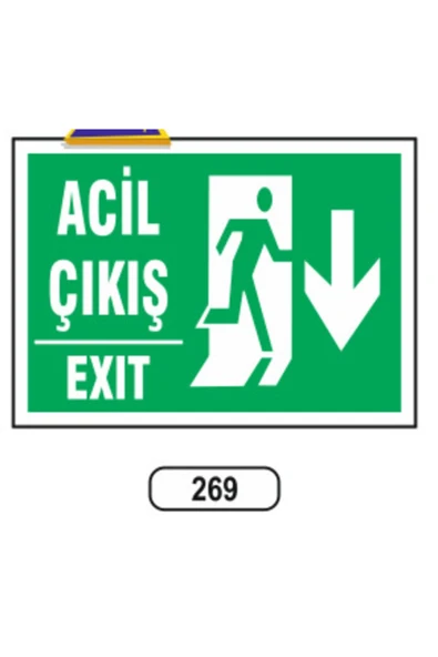 Acil Çıkış Acil Çıkış (aşağı) Uyarı İkaz Levhası Kolay Montaj İkaz Tabelası PVC ürün görseli 1