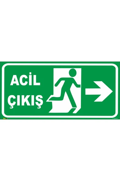 Acil Çıkış (Aşağı Yön Merdiven) Levhası Levha (Fotolümenli) 14x30 Dekota 3 mm Kolay Montaj ürün görseli 1