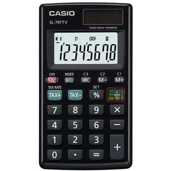 Casio SL-797TV-BK 8 Hane Siyah Cep Tipi Hesap Makinesi ürün görseli 1