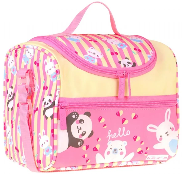 Kaukko Kids Kız Çocuk Hello Baskılı Isı Yalıtımlı Okul Beslenme Çantası (Sarı - Pembe) - L5309 ürün görseli 1