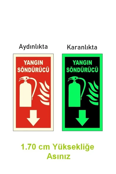 Yangın Söndürücü 12x25 cm 3 mm Fotolümenli Uyarı Levhası Kolay Montaj Fosforlu ürün görseli 1