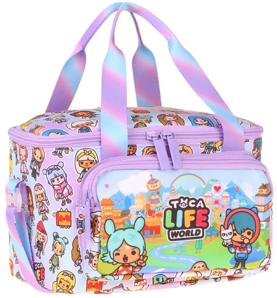 Kaukko Kids İki Bölmeli Thermo Okul Beslenme Çantası - Toca Life Baskılı Lila - Turkuaz Renk (Kız Çocuk) - L5339 ürün görseli 1
