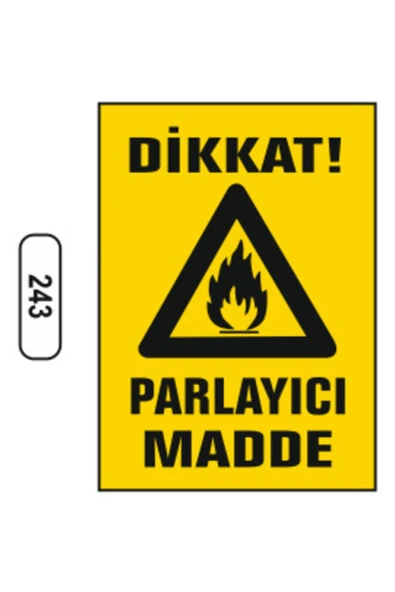 Dikkat Parlayıcı Madde Uyarı İkaz Levhası Kolay Montaj PVC İkaz Tabelası Kapı Duvar ürün görseli 1