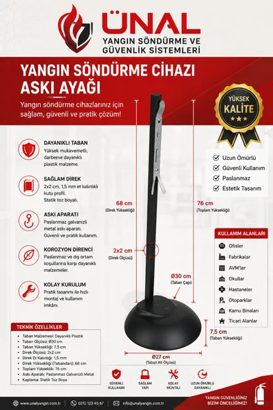 Yangın Söndürme Cihazı Askı Ayağı Metal Stand 6 kg 12 kg Tüp Uyumlu Taşınabilir ürün görseli 1