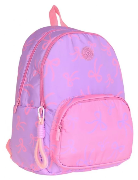 Kaukko Bow Mor Pembe Fiyonk Desenli Okul Çantası K1879 ürün görseli 1