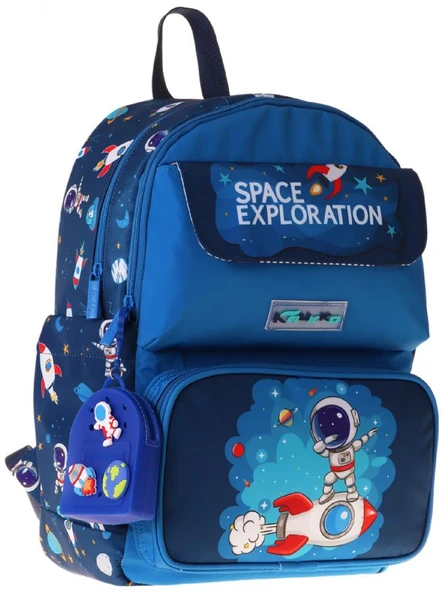 Kaukko Kids Erkek Çocuk Astronot Baskılı Okul Çantası - Lacivert - Space - L5364 ürün görseli 1