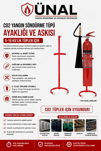 CO2 Yangın Söndürme Tüpü Ayaklığı ve Askısı 5 10 kg Karbondioksitli Yangın Tüpü Duvar ürün görseli 1