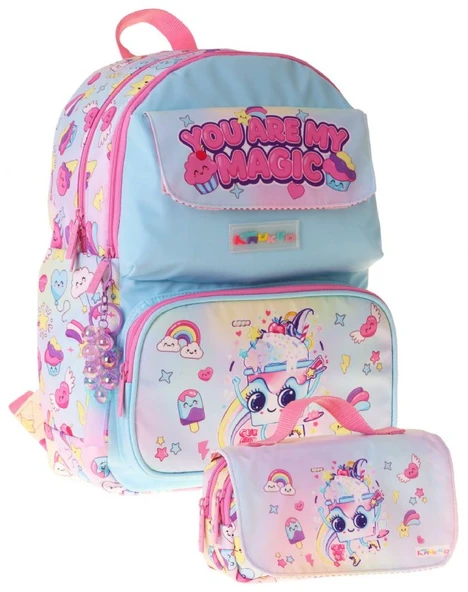 Kaukko Kids Magic Pembe Kız Çocuk İlkokul Sırt Çantası ve Kalem Çantası Seti - SETKK-L5283C ürün görseli 1