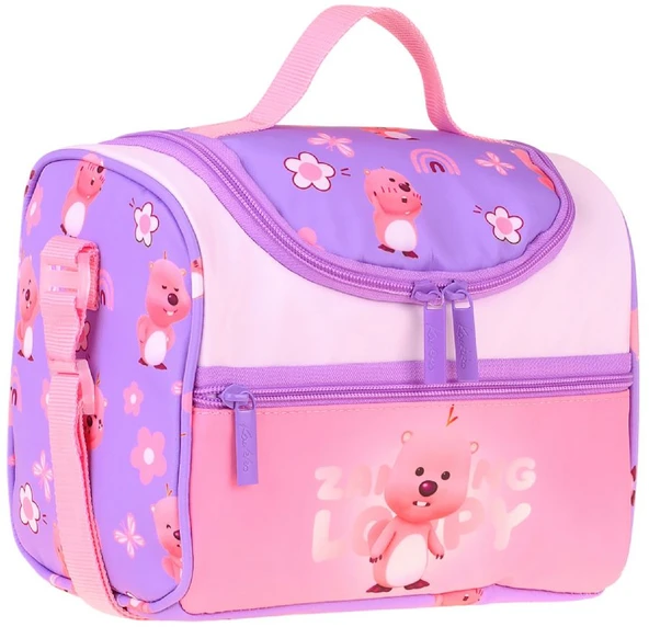 Kaukko Kids Kız Çocuk Loopy Baskılı Isı Yalıtımlı Okul Beslenme Çantası (Lila - Pembe) - L5304 ürün görseli 1