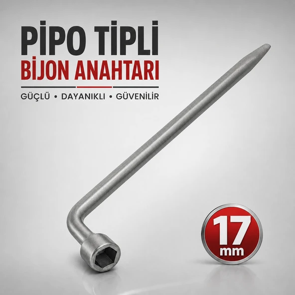 Pipo Tipli Bijon Anahtarı L Tipi 17 mm Oto Lastik Sökme Takma Lokma Anahtarı Bijon Sökme Aparatı ürün görseli 1
