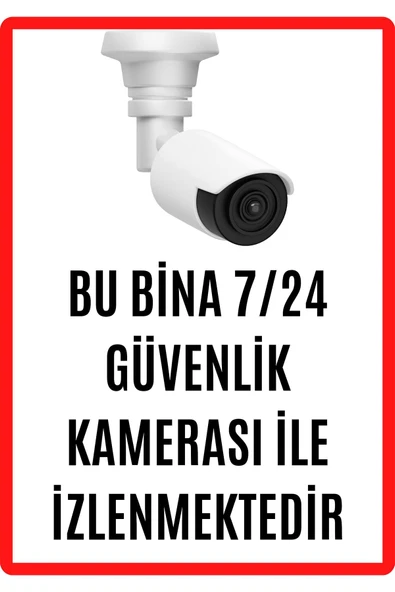 Bu Alan 7/24 Saat Kamerayla İzlenmektedir Uyarı İkaz Levhası 25x35 cm 25x35 cm Kolay Montaj ürün görseli 1