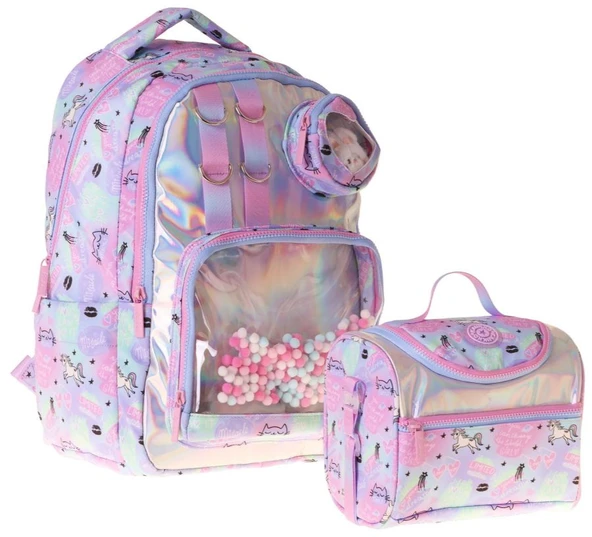 Kaukko Kids Dream Kız Çocuk Çok Renkli İlkokul Sırt Çantası ve Beslenme Çanta Seti - SETKK-L5343B ürün görseli 1