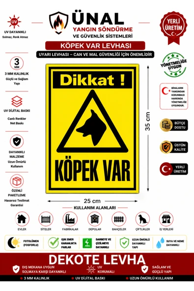 Dikkat Köpek Var Uyarı Levhası 21x30 cm PVC Folyo Sticker Bahçe Kapı ürün görseli 1