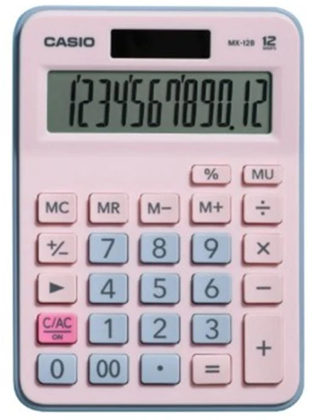 Casio MX-12B-PKLB Açık Pembe+Açık Mavi 12 Hane Masa Üstü Hesap Makinesi ürün görseli 1