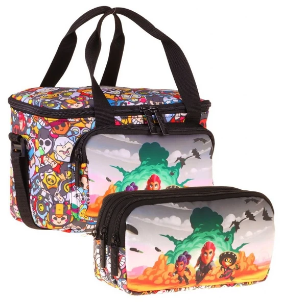 Kaukko Kids Erkek Çocuk Aviator Baskılı Siyah Thermo Beslenme Çantası ve Kalemlik Seti - SETKK-L5425 ürün görseli 1