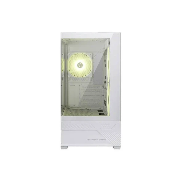 MSI MAG PANO M110R Mini Tower Micro-ATX Case (W/2x140mm ARGB Fan (Reverse Blades Fan), 1x120mm ARGB Fan, CA-MPAM11W) ürün görseli 1