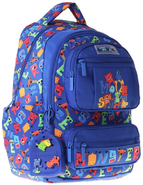 Kaukko Kids Erkek Çocuk Moster Baskılı (Monster) Altı Bölmeli İlkokul Sırt Çantası - L5404 ürün görseli 1