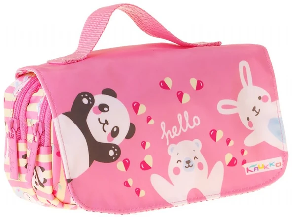 Kaukko Kids Taşıma Askılı Kız Çocuk Hello Baskılı Şık Kalem Çantası (Sarı - Pembe) - L5310 ürün görseli 1