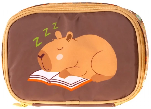 Kaukko Kids Clever Baskılı Kahverengi Erkek Çocuk Organizer Kalem Çantası - Kalemlik - L5377 ürün görseli 1
