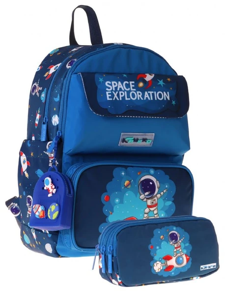 Kaukko Kids Space Lacivert Erkek Çocuk İlkokul Sırt Çantası ve Kalem Çantası Seti - SETKK-L5364C ürün görseli 1