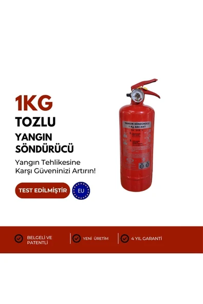 4 Yıl Garantili ABC Tozlu Yangın Söndürücü CE ve TSE Belgeli 1 kg Araç İçin Ev İçin ürün görseli 1