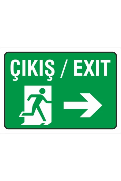 İş Güvenliği Uyarı Levhası (Çıkış Sağ) 17x24 cm. (Fd-1724-001) PVC İkaz Tabelası ürün görseli 1