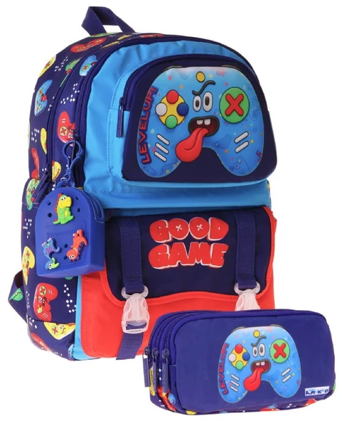 Kaukko Kids Good Game Lacivert - Kırmızı Erkek Çocuk İlkokul Sırt Çantası ve Kalem Çantası Seti - SETKK-L5389C ürün görseli 1