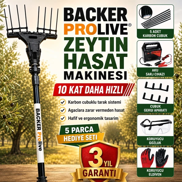 Backer Prolive Devir Ayarlı Zeytin Hasat Makinası + 5 Parça Aksesuar ürün görseli 1