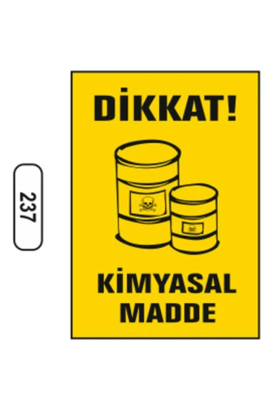 Dikkat Kimyasal Madde Uyarı İkaz Levhası Kolay Montaj PVC İkaz Tabelası Kapı Duvar ürün görseli 1