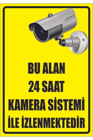 Bu Alan 24 Saat Kamera Sistemi ile İzlenmektedir Uyarı Levhası Kolay Montaj Ofis Uyumlu ürün görseli 1