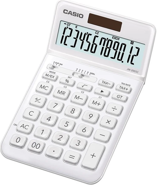 Casio JW-200SC-WE 12 Hane Beyaz Masa Üstü Hesap Makinesi ürün görseli 1