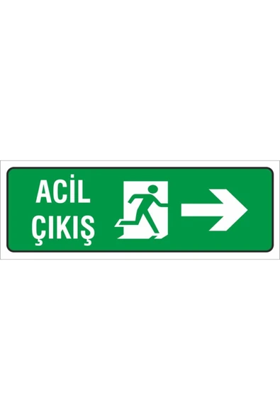 İş Güvenliği Uyarı Levhası (acil Çıkış Sağ) 12x34 cm. (fd 1234 001 Kolay Montaj ürün görseli 1