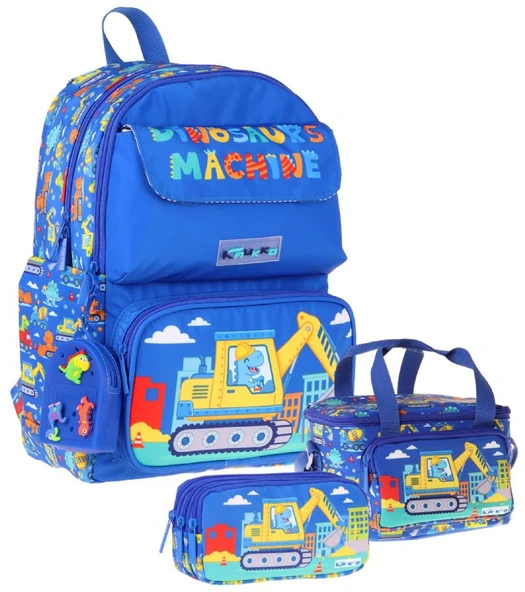 Kaukko Kids Mechanic(Mavi - Sarı Renk) Erkek Çocuk Üçlü İlkokul Okul Çantası Seti/Takımı - SETKK-L5369A ürün görseli 1