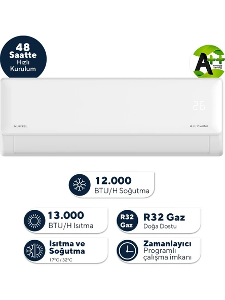 Kumtel Hınoki KMSAC-12 12000 BTU A++ Inverter Duvar Tipi Klima ürün görseli 1