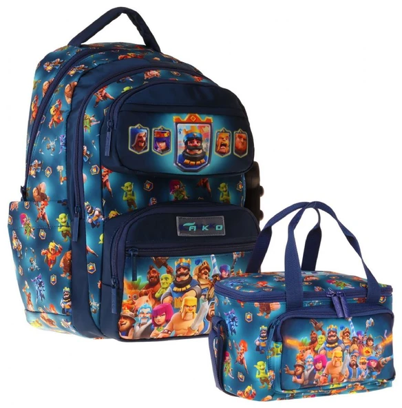 Kaukko Kids Boom Erkek Çocuk Lacivert İlkokul Sırt Çantası ve Beslenme Çanta Seti - SETKK-L5419B ürün görseli 1