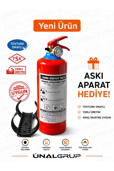 1 kg Araç Yangın Tüpü KKT ABC Oto Muayene Yangın Söndürücü TÜVTÜRK Uyumlu İş Yeri Depo ürün görseli 1