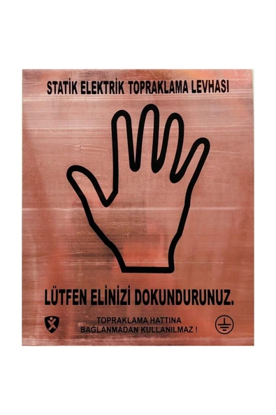 Statik Elektrik Bakır Topraklama Levhası Kolay Montaj İkaz Tabelası PVC ürün görseli 1