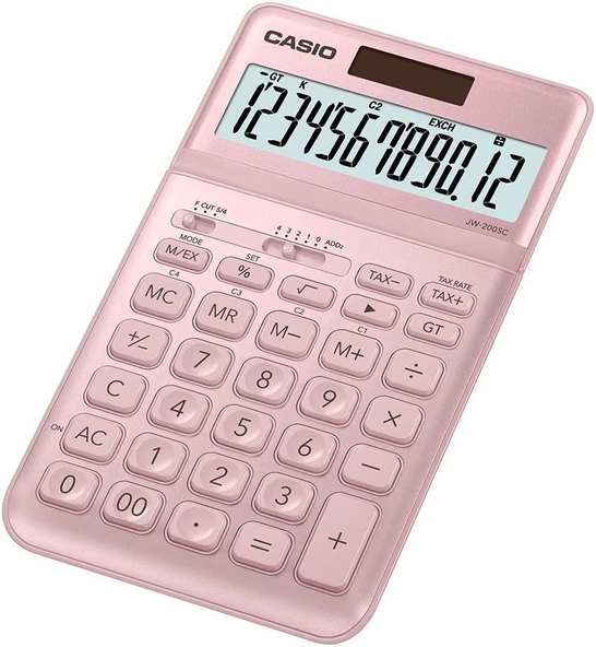 Casio JW-200SC-PK 12 Hane Pembe Masa Üstü Hesap Makinesi ürün görseli 1