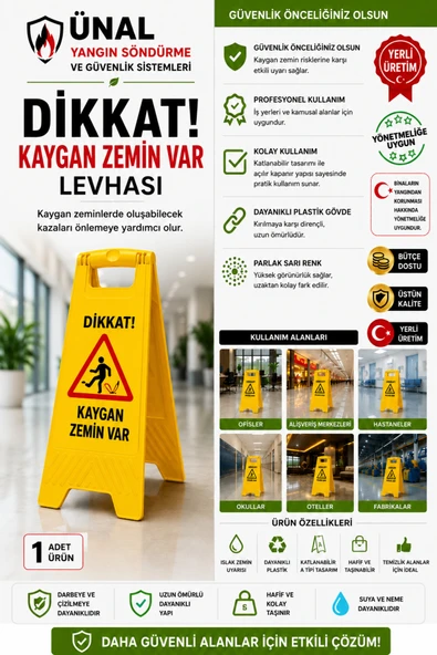 Dikkat Kaygan Zemin Levhası Kapı Duvar İkaz Tabelası PVC ürün görseli 1