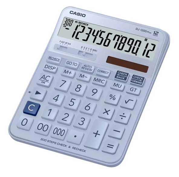Casio DJ-120D Plus Açık Mavi İşlem Kontrollü 12 Hane Masa Üstü Hesap Makinesi ürün görseli 1