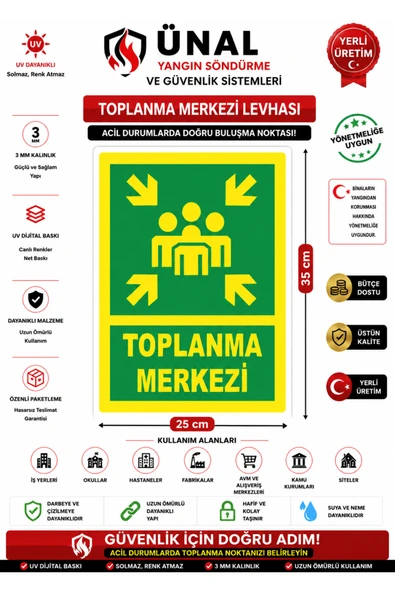 Fosforlu Fotolümen Tabela Toplanma Merkezi 25x35 cm Kolay Montaj Kapı Duvar ürün görseli 1
