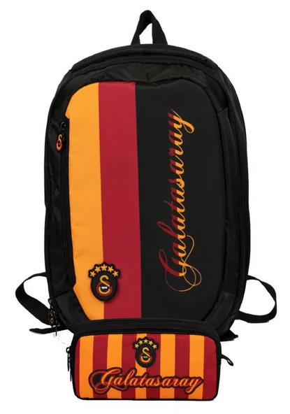 Galatasaray İkili Okul Çantası ve Kalemlik Seti Siyah - Kırmızı - Sarı (Galatasaray Baskılı) Erkek Çocuk - SETGS26500C ürün görseli 1