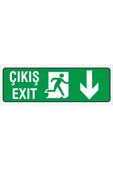 İş Güvenliği Uyarı Levhası (çıkış Aşağı) 12x34 cm. (fd 1234 011 PVC İkaz Tabelası ürün görseli 1