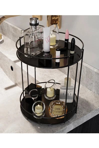 Banyo Kozmetik Takı Makyaj Düzenleyici Çok Amaçlı Organizer 2 Katlı Servis Sunum Tepsisi Ikramlık ürün görseli 1