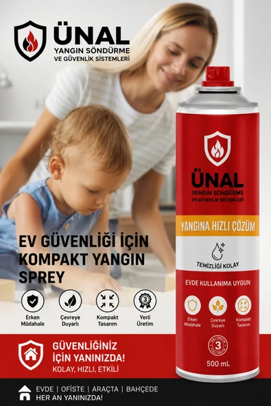 Söndürme Spreyi 500 ml Ev, Araç ve Ofis İçin Kompakt Yangın Söndürme Çözümü İş Yeri İçin ürün görseli 1