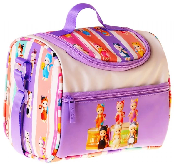 Kaukko Kids Kız Çocuk Cat Life Baskılı Isı Yalıtımlı Okul Beslenme Çantası (Mor - Krem) - L5314 ürün görseli 1